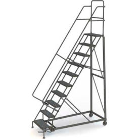 Tri Arc Mfg KDHD110246 10 Step Perforated Strut 600 Lb. Cap. Heavy Duty Steel Rolling Ladder - KDHD110246 image.