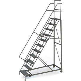 Tri Arc Mfg KDHD111242 11 Step Grip Strut 600 Lb. Cap. Heavy Duty Steel Rolling Ladder - KDHD111242 image.