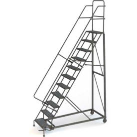 11 Step Perforated Strut 600 Lb. Cap. Heavy Duty Steel Rolling Ladder - KDHD111246