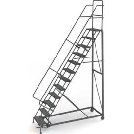 Tri Arc Mfg KDHD112246 12 Step Perforated Strut 600 Lb. Cap. Heavy Duty Steel Rolling Ladder - KDHD112246 image.