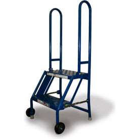 2 Step Folding Rolling Ladder Stand - Perforated Tread - KDMF102166