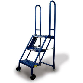 Tri Arc Mfg KDMF103166 3 Step Folding Rolling Ladder Stand - Perforated Tread - KDMF103166 image.