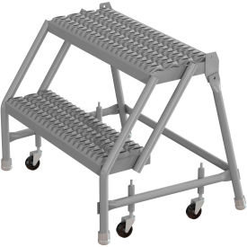 Tri Arc Mfg KDSR002242 2 Step 24"W 10"D Top Step Steel Rolling Ladder, Grip Strut Tread, No Handrail - KDSR002242 image.