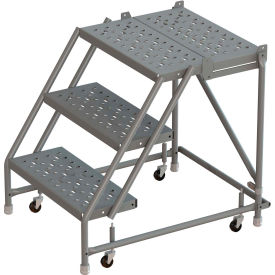 Tri Arc Mfg KDSR003166-D3 3 Step 16"W 30"D Top Step Steel Rolling Ladder, Perforated Tread, No Handrail - KDSR003166-D3 image.