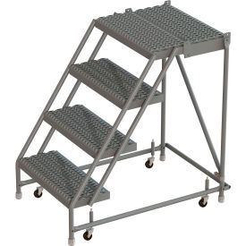 Tri Arc Mfg KDSR004242-D2 4 Step 24"W 20"D Top Step Steel Rolling Ladder, Grip Strut Tread, No Handrail - KDSR004242-D2 image.