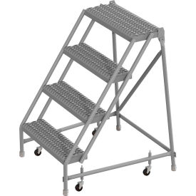 Tri Arc Mfg KDSR004242 4 Step 24"W 10"D Top Step Steel Rolling Ladder, Grip Strut Tread, No Handrail - KDSR004242 image.