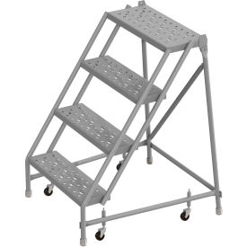 Tri Arc Mfg KDSR004246 4 Step 24"W 10"D Top Step Steel Rolling Ladder, Perforated Tread, No Handrail - KDSR004246 image.