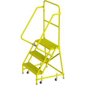 Tri Arc Serrated 24""W 3 Step Steel Rolling Ladder 10""D Top Step - KDSR103242-Y