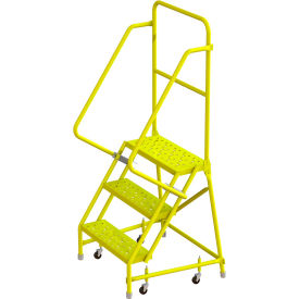 Tri Arc Mfg KDSR103246-Y Tri Arc Perforated 24"W 3 Step Steel Rolling Ladder, 10"D Top Step - KDSR103246-Y image.