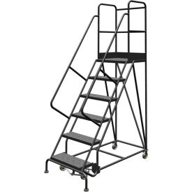 Tri Arc Mfg KDSR106246-D3 6 Step 24"W 30"D Top Step Steel Rolling Ladder, Perforated Tread, 42" Handrail - KDSR106246-D3 image.