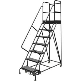 Tri Arc Mfg KDSR107246-D3 7 Step 24"W 30"D Top Step Steel Rolling Ladder, Perforated Tread, 42" Handrail - KDSR107246-D3 image.