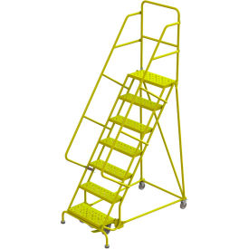 Tri Arc Mfg KDSR107246-Y Tri Arc Perforated 24"W 7 Step Steel Rolling Ladder, 10"D Top Step - KDSR107246-Y image.
