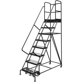 Tri Arc Mfg KDSR108242-D3 8 Step 24"W 30"D Top Step Steel Rolling Ladder, Grip Strut Tread, 42" Handrail - KDSR108242-D3 image.