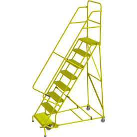 Tri Arc Serrated 24""W 8 Step Steel Rolling Ladder 10""D Top Step - KDSR108242-Y