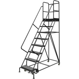 Tri Arc Mfg KDSR108246-D3 8 Step 24"W 30"D Top Step Steel Rolling Ladder, Perforated Tread, 42" Handrail - KDSR108246-D3 image.