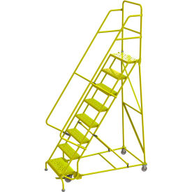 Tri Arc Mfg KDSR108246-Y Tri Arc Perforated 24"W 8 Step Steel Rolling Ladder, 10"D Top Step - KDSR108246-Y image.