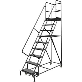Tri Arc Mfg KDSR109246-D3 9 Step 24"W 30"D Top Step Steel Rolling Ladder, Perforated Tread, 42" Handrail - KDSR109246-D3 image.