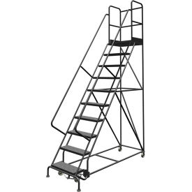 Tri Arc Mfg KDSR110246-D3 10 Step 24"W 30"D Top Step Steel Rolling Ladder, Perforated Tread, 42" Handrail - KDSR110246-D3 image.