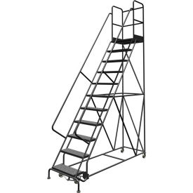 Tri Arc Mfg KDSR111246-D3 11 Step 24"W 30"D Top Step Steel Rolling Ladder, Perforated Tread, 42" Handrail - KDSR111246-D3 image.