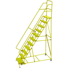 Tri Arc Mfg KDSR111246-Y Tri Arc Perforated 24"W 11 Step Steel Rolling Ladder, 10"D Top Step - KDSR111246-Y image.