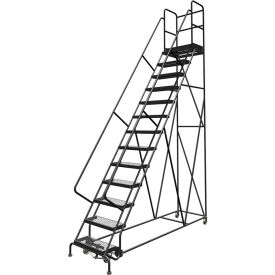 Tri Arc Mfg KDSR113242-D3 13 Step 24"W 30"D Top Step Steel Rolling Ladder, Grip Strut Tread, 42" Handrail - KDSR113242-D3 image.