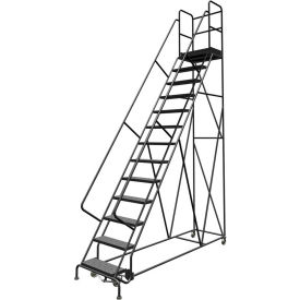 Tri Arc Mfg KDSR113246-D3 13 Step 24"W 30"D Top Step Steel Rolling Ladder, Perforated Tread, 42" Handrail - KDSR113246-D3 image.