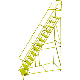 Tri Arc Mfg KDSR113246-Y Tri Arc Perforated 24"W 13 Step Steel Rolling Ladder, 10"D Top Step - KDSR113246-Y image.