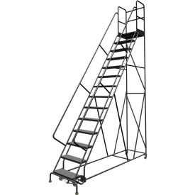Tri Arc Mfg KDSR114246-D3 14 Step 24"W 30"D Top Step Steel Rolling Ladder, Perforated Tread, 42" Handrail - KDSR114246-D3 image.