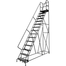 Tri Arc Mfg KDSR115246-D3 15 Step 24"W 30"D Top Step Steel Rolling Ladder, Perforated Tread, 42" Handrail - KDSR115246-D3 image.