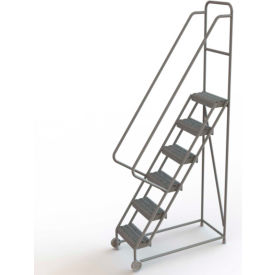Tri Arc Mfg KDTF106162 6 Step Steel 16"W Tilt & Roll Ladder, Grip Strut Tread - KDTF106162 image.