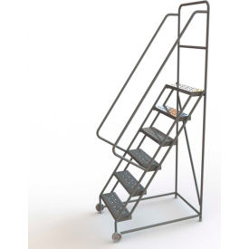 Tri Arc Mfg KDTF106246 6 Step Steel 24"W Tilt & Roll Ladder, Perforated Tread - KDTF106246 image.