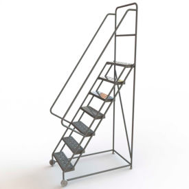 7 Step Steel 24""W Tilt & Roll Ladder Perforated Tread - KDTF107246