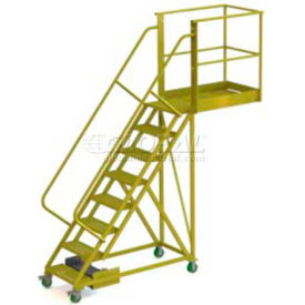 Tri Arc Mfg UCU500830246 Unsupported 8 Step Cantilever Ladder with 30" Long Platform - Perforated image.