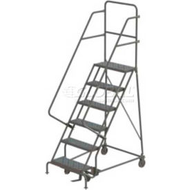 Tri Arc Mfg UKDSR106242 6 Step Steel Rolling Ladder - Grip Strut - UKDSR106242 image.