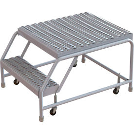 2 Step Aluminum Rolling Ladder 16""W Grip Tread 28""D Top Step W/O Handrails - WLAR002165-D5