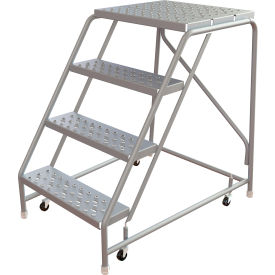 Tri-Arc Rolling Ladder, 4 Step, Aluminum, Perforated, 21