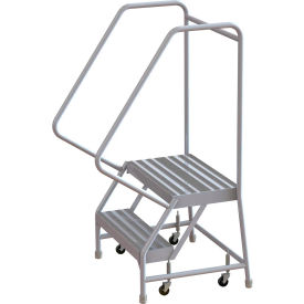 Tri Arc Mfg WLAR102164 2 Step Aluminum Rolling Ladder, 16"W Ribbed Tread, 14"D Top Step, 32" Handrails - WLAR102164 image.