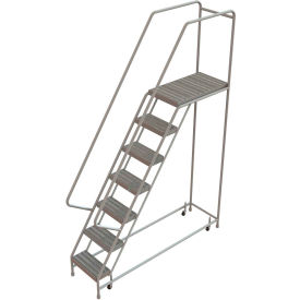 7 Step Aluminum Rolling Ladder 16""W Grip Tread 21""D Top Step - WLAR107165-D4C