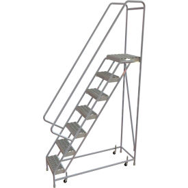 7 Step Aluminum Rolling Ladder 16""W Grip Tread 14""D Top Step - WLAR107165C