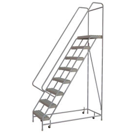 8 Step Aluminum Rolling Ladder 24""W Grip Tread 21""D Top Step - WLAR108245-D4C