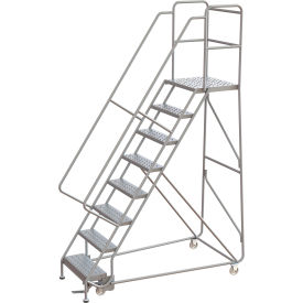 Tri Arc Mfg WLAR108246-D4 Tri-Arc Rolling Ladder, 8 Step, Aluminum, Perforated, Lock Step, 21"D Top Step, 24"W Step image.