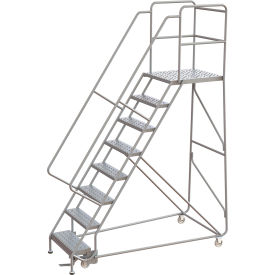 Tri Arc Mfg WLAR108246-D5 Tri-Arc Rolling Ladder, 8 Step, Aluminum, Perforated, Lock Step, 28"D Top Step, 24"W Step image.