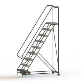 9 Step Aluminum Rolling Ladder 24""W Grip Tread 21""D Top Step - WLAR109245-D4C