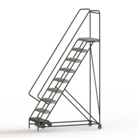 9 Step Aluminum Rolling Ladder 24""W Grip Tread 28""D Top Step - WLAR109245-D5C