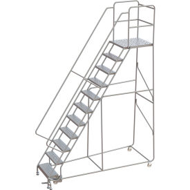 Tri Arc Mfg WLAR111246-D5 Tri-Arc Rolling Ladder, 11 Step, Aluminum, Perforated, Lock Step, 28"D Top Step, 24"W Step image.