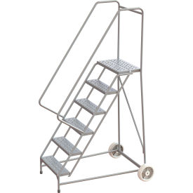 Tri Arc Mfg WLARTR106246 Tri-Arc Wheelbarrow Ladder, 6 Steps, Aluminum, 350 lb. Capacity, 14"D Top Step, 24"W Step image.