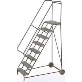 Tri Arc Mfg WLARTR108245 8 Step Aluminum Wheel-Barrow Style Rolling Ladder 24"W X 14"D Plat. Grip Strut Tread - WLARTR108245 image.