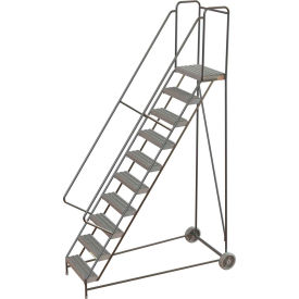 10 Step Aluminum Wheel-Barrow Style Rolling Ladder 24