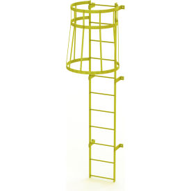 Tri Arc Mfg WLFC1111-Y 11 Step Steel Caged Fixed Access Ladder, Safety Yellow - WLFC1111-Y image.
