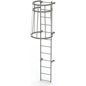 Tri Arc Mfg WLFC1112 12 Step Steel Caged Fixed Access Ladder, Gray - WLFC1112 image.